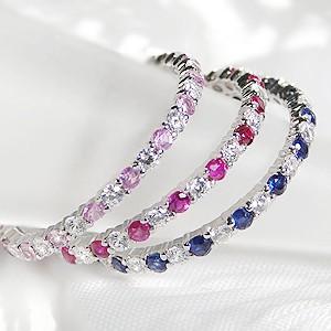 K18 WG ゴールド ダイヤモンド ダイヤ 指輪 リング カラーストーン サファイア エタニティ ライン 誕生石 9月 18k 18金 GUR872-SAの画像