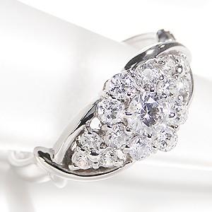 pt900 プラチナ ダイヤモンド ダイヤ 指輪 リング エレガンス フラワー 花 0.8ct 誕生石 4月 Hカラー SIクラス GUR875の画像