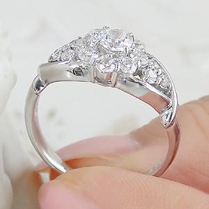 pt900 プラチナ ダイヤモンド ダイヤ 指輪 リング エレガンス フラワー 花 0.8ct 誕生石 4月 Hカラー SIクラス GUR875の画像