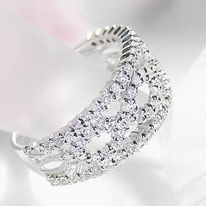 K18 WG ゴールド ダイヤモンド ダイヤ 指輪 リング 1.0ct 1カラット 80粒 エレガンス 幅広 GUR879の画像