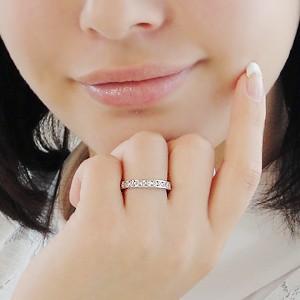 pt900 プラチナ ダイヤモンド ダイヤ 指輪 リング 1.0ct 1カラット エタニティ レール留め シンプル GUR885の画像