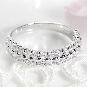 pt900 プラチナ ダイヤモンド ダイヤ 指輪 リング エタニティ 2連 1.0ct 1カラット 2列 豪華 GUR916の画像