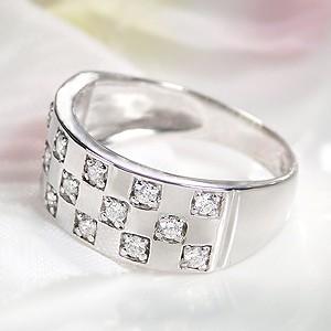 K18 WG ゴールド ダイヤモンド ダイヤ 指輪 リング 0.30ct チェック チェッカー 幅広 18k 18金 おしゃれ GUR922の画像