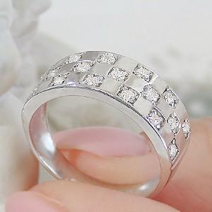 K18 WG ゴールド ダイヤモンド ダイヤ 指輪 リング 0.30ct チェック チェッカー 幅広 18k 18金 おしゃれ GUR922の画像