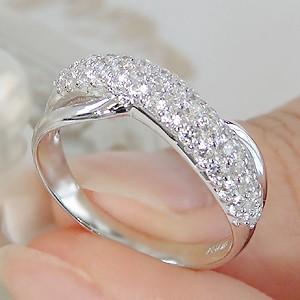 pt900 プラチナ ダイヤモンド ダイヤ 指輪 リング エタニティ パヴェ 0.7ct クロス pave GUR935の画像