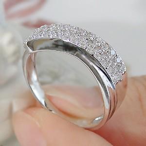 pt900 プラチナ ダイヤモンド ダイヤ 指輪 リング パヴェ エタニティ 0.5ct クロス 誕生石 4月 GUR946の画像