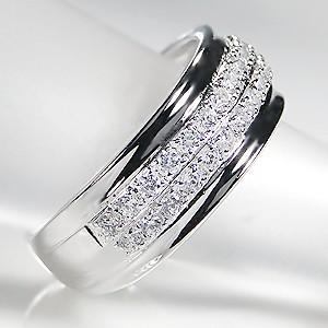 pt900 プラチナ ダイヤモンド ダイヤ 指輪 リング パヴェ 0.5ct ボリューム シンプル 誕生石 4月 GUR963の画像