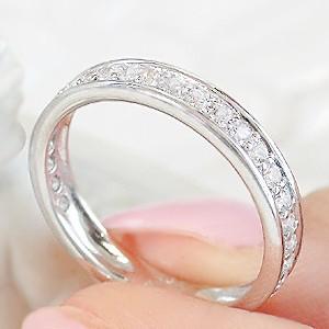 pt900 プラチナ ダイヤモンド ダイヤ 指輪 リング エタニティ ハーフエタニティ 0.5ct フチあり 重ねづけ GUR964の画像