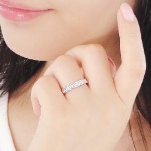 pt900 プラチナ ダイヤモンド ダイヤ 指輪 リング エタニティ ハーフエタニティ 0.5ct フチあり 重ねづけ GUR964の画像