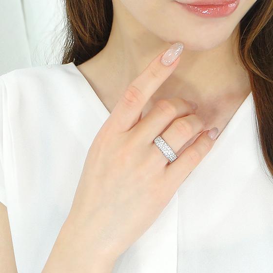 Pt900 1ct ダイヤモンド リング 送料無料 プラチナ 1カラット ダイヤ PT pave 指輪 パヴェ 豪華 可愛い 人気  幅広 ボリューム ゴージャス ダイア GUR1007の画像