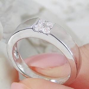 K18 WG ゴールド ダイヤモンド ダイヤ 指輪 リング 0.16ct 18k 18金 花 フラワー シンプル 4石 GUR985の画像