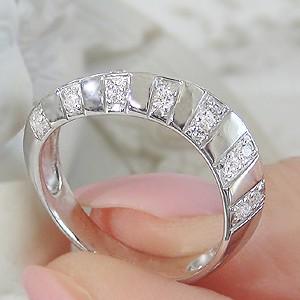 K18 WG ゴールド ダイヤモンド ダイヤ 指輪 リング 0.30ct 18k 18金 ウエーブ ホワイトゴールド GUR986の画像