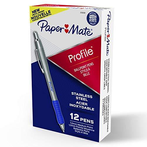 割引価格 Paper Mate Profile ボールペン 格納式ペン ステンレススチールバレル 1.0mm ブルーインク 12本 その他