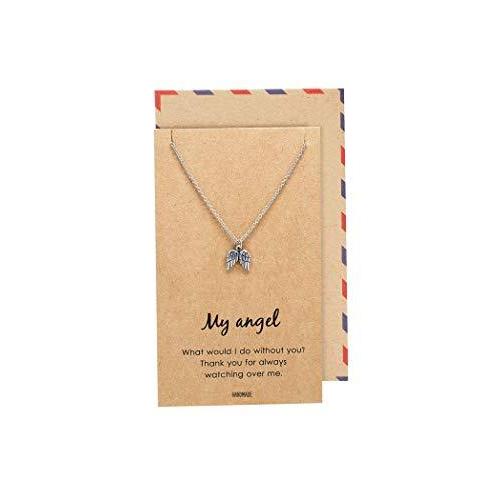 くらしを楽しむアイテム Quan Jewelry 天使の翼 ペンダントネックレス 女性への感謝の贈り物 グリーティングカードにインスピレーションを与える 言葉付き その他のコスプレ衣装 Alice Com Ve