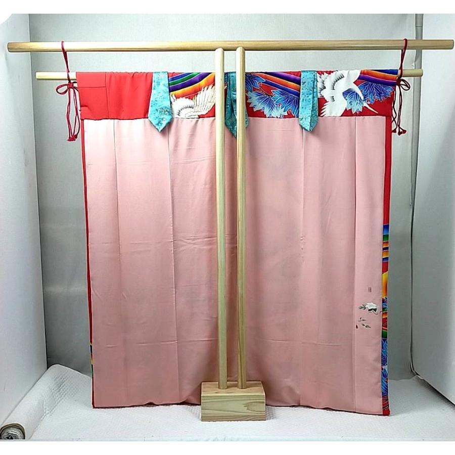 現品限り】着物リメイク 几帳『紅い虹と鶴』 平安時代文化の衝立