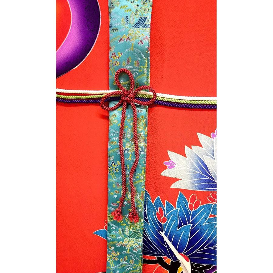 現品限り】着物リメイク 几帳『紅い虹と鶴』 平安時代文化の衝立
