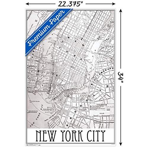 韓国ファッション Trends International New York Map Clip Wall Poster 22.375 x 34 P 並行輸入