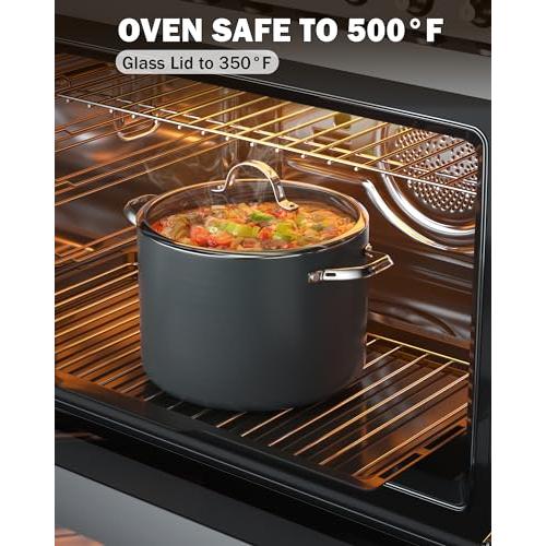 Cooks 標準キッチン調理器具セット ノンスティック硬質アルマイト鍋とフライパンセット ソースパン ストックポット 蓋付きフライパン  並行輸入｜good-quality｜07
