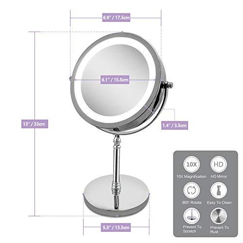 Tabletop Magnify 25cm x 18cm LED Makeup Mirror Double-Sided  Lighted 並行輸入｜good-quality｜02