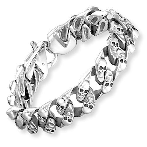 Urban Jewellery 22 cm Stainless Steel Silver Tone Mini Skull Heads L 並行輸入