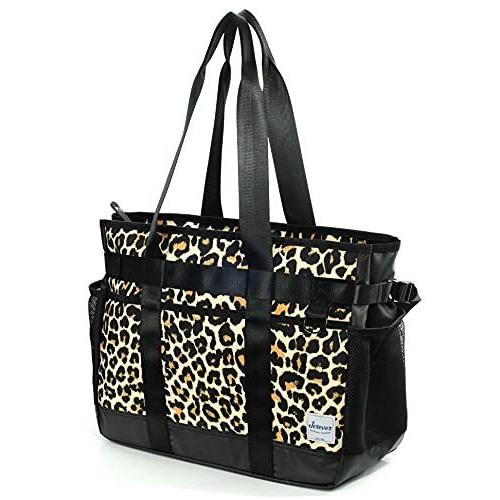 Teacher ユーティリティ トートバッグ 複数のポケット付き 軽量 オーガナイザー ハンドバッグ 看護師やサッカーママ用 ヒョウ柄 並行輸入