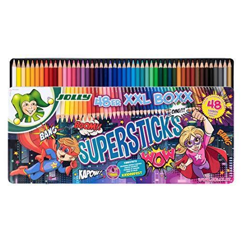 Jolly SupersticksプレミアムEuropean Colored Pencils with Tin携帯ケース;の48、美術と 並行輸入｜good-quality