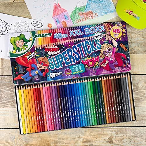 Jolly SupersticksプレミアムEuropean Colored Pencils with Tin携帯ケース;の48、美術と 並行輸入｜good-quality｜05
