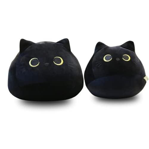 ウィンターセール 黒漫画猫ぬいぐるみ枕おもちゃ、3D猫 黒ぬいぐるみ動物猫枕、かわいい子猫のぬいぐるみ人形ブラック2-21.5インチ 並行輸入