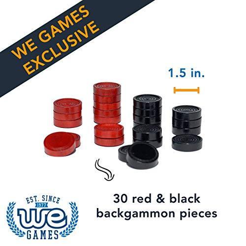 WE Games Wood Backgammon Chips with Cloth Pouch - Red & Black 1.5 in 並行輸入｜good-quality｜03