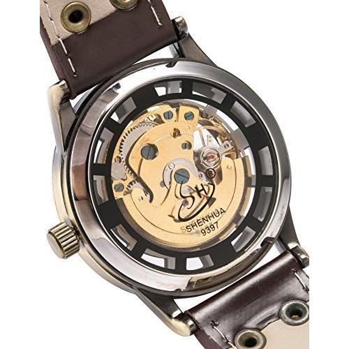 エーエムピーエム24AMPM24 ヴィンテージ ブロンズ 自動巻き 自動機械式 メンズ スケルトン アナログ レザー 腕時計 PMW36 並行輸入｜good-quality｜03