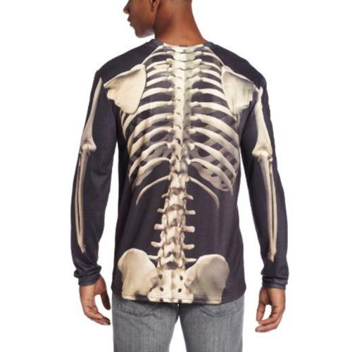 おもしろTシャツ Faux Real 大人 男性 スケルトン がい骨 骸骨 長袖 フェイクTシャツ おもしろい コスチューム ハロウィン 並行輸入｜good-quality｜02