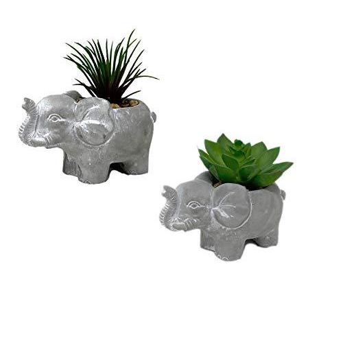 THE NIFTY NOOK 2個セット 幸運の象 多肉植物 プランターポット 人工植物 ご自宅やオフィスやテーブルやデスクの装飾に 並行輸入