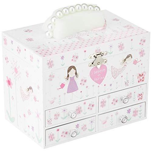 Glittered Fairy Blossom Jewellery Box With Beaded Handle and Fairy S 並行輸入