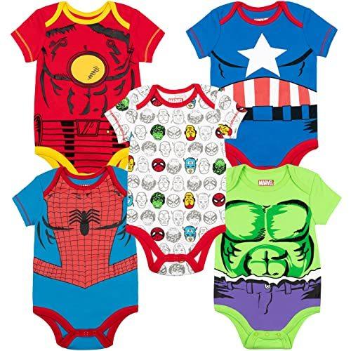 Marvel ボディスーツ 男の子の赤ちゃん用 5枚パック ハルク スパイダーマン アイアンマン キャプテンアメリカ US サイズ: 並行輸入
