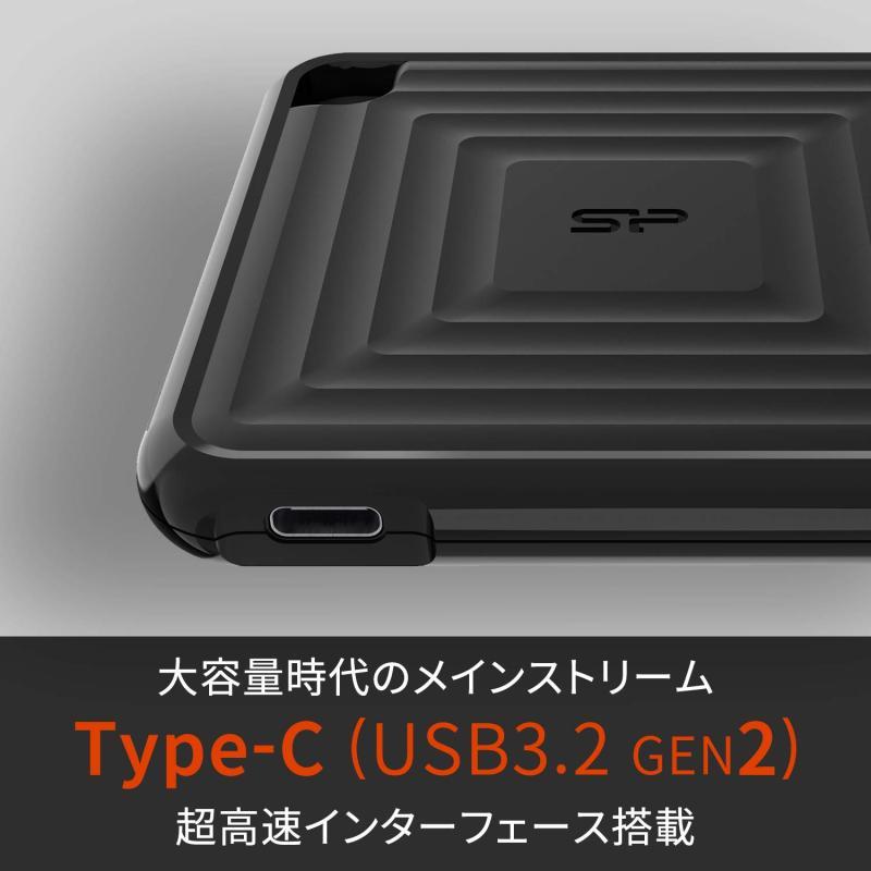 シリコンパワー 外付けSSD 960GB USB3.2 Gen2 Type-C PS4 動作確認済 Mac Windows 小型 耐衝撃 3年 PC6｜good-smiley｜03