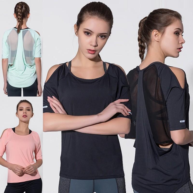 半額 ヨガウェア スポーツ ゆったり 体型カバー トップス Tシャツ 肩開き おしゃれ レディース F18 90 Good Time Store 通販 Yahoo ショッピング