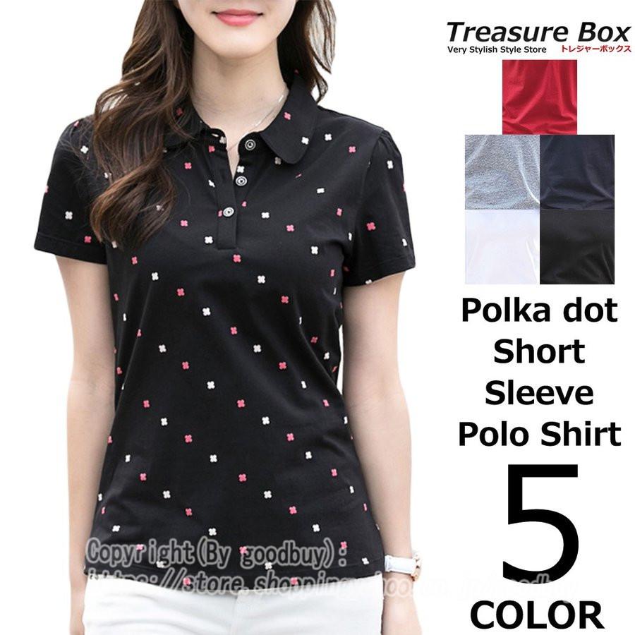 ゴルフウェア レディース 40代 ポロシャツ 半袖 綿 ドット カジュアル スポーツウェア ゴルフシャツ テニス 4xl かわいい おしゃれ 上品 3色展開 ブラック K Goodbuy 通販 Yahoo ショッピング
