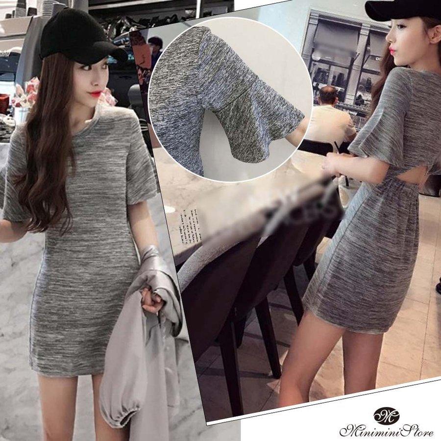 タイトワンピース レディース 背中あき ミニワンピース フレアスリーブ 5分袖 人気商品ランキング