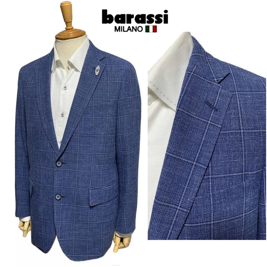 セール barassi バラシ ピンバッジ ジャケット 上質イタリア製生地 清涼 シルク麻混サマーウール :barassi1250-6073