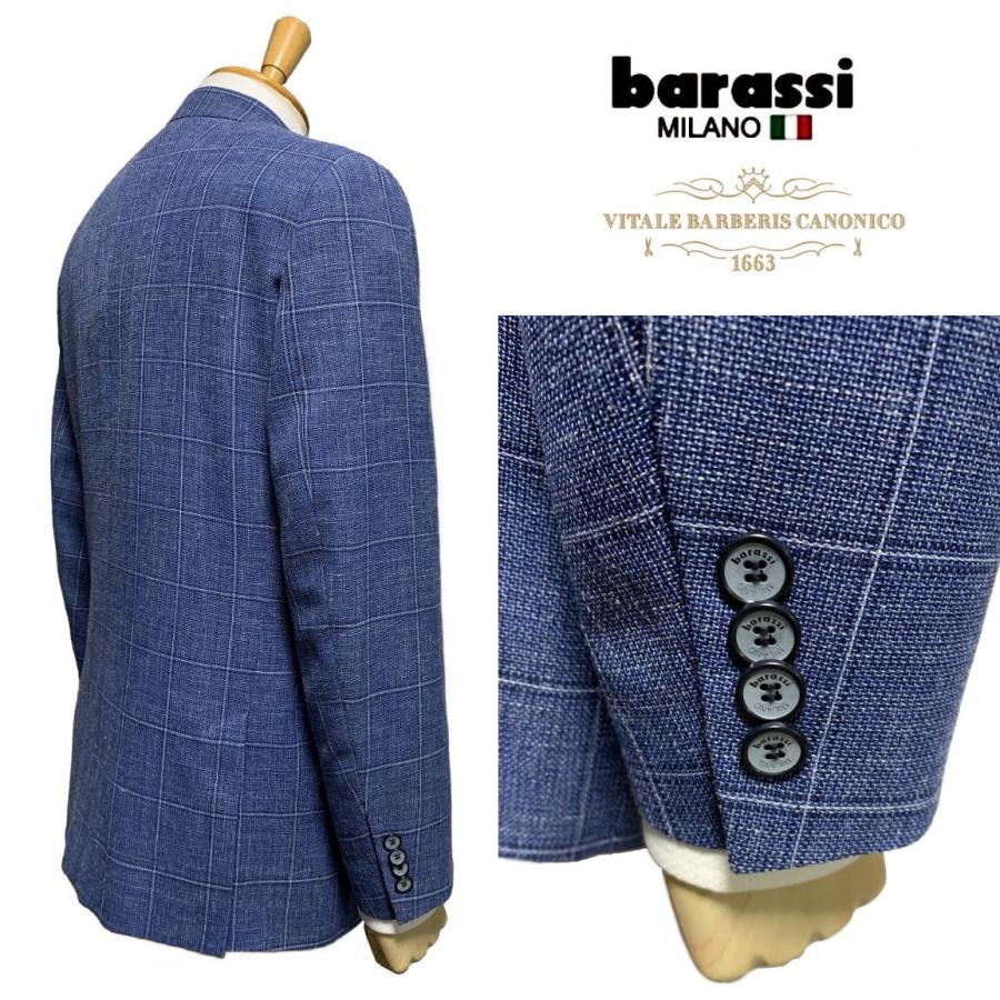 セール barassi バラシ ピンバッジ ジャケット 上質イタリア製生地 清涼 シルク麻混サマーウール :barassi1250-6073