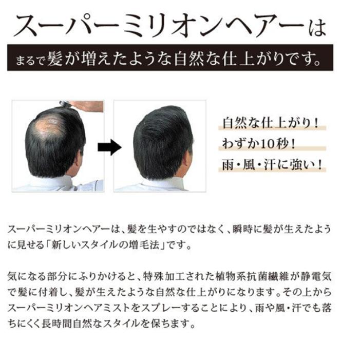 スーパーミリオンヘアー 20g No.11 グレー 薄毛 抜け毛 円形脱毛症 白髪 対策 増毛パウダー 髪 頭皮 分け目 生え際用 薄毛隠し 白髪隠し｜goodeee｜04