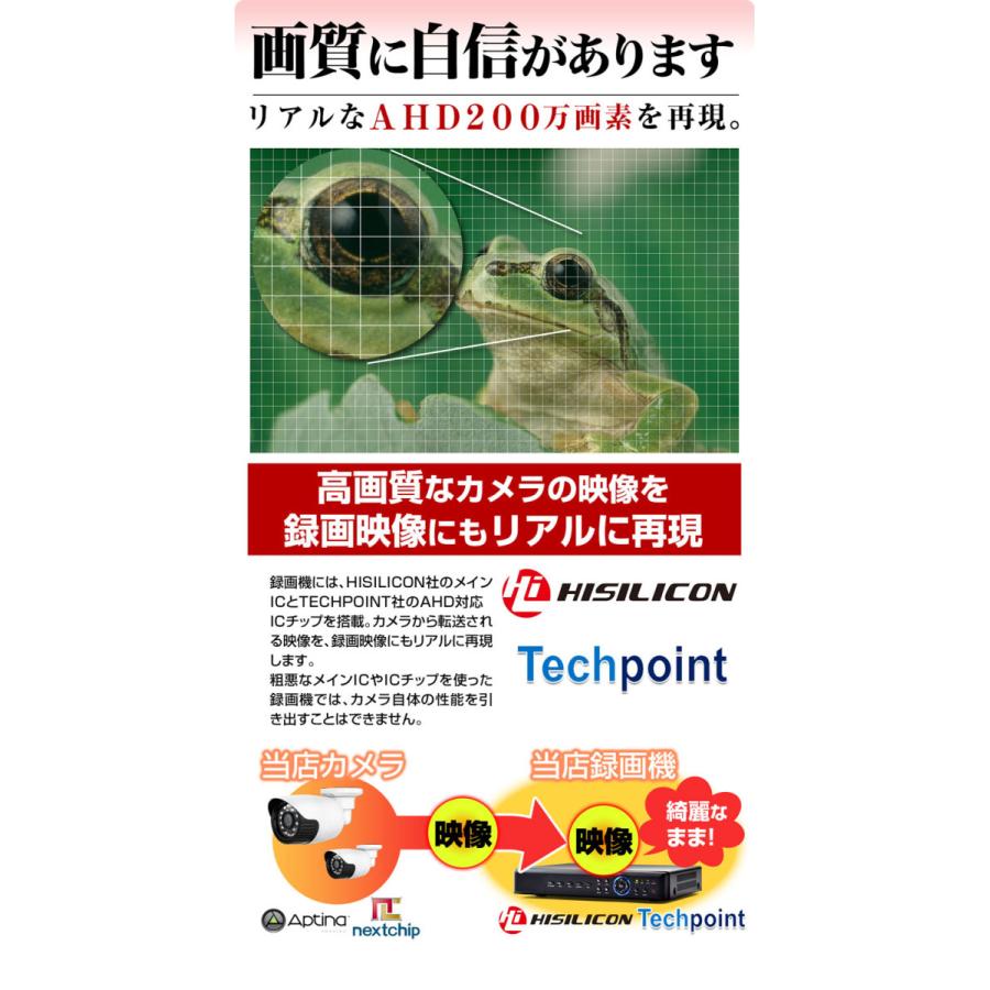 防犯カメラ 200万画素 AHD 有線 屋外 録画 監視カメラ 4台 セット