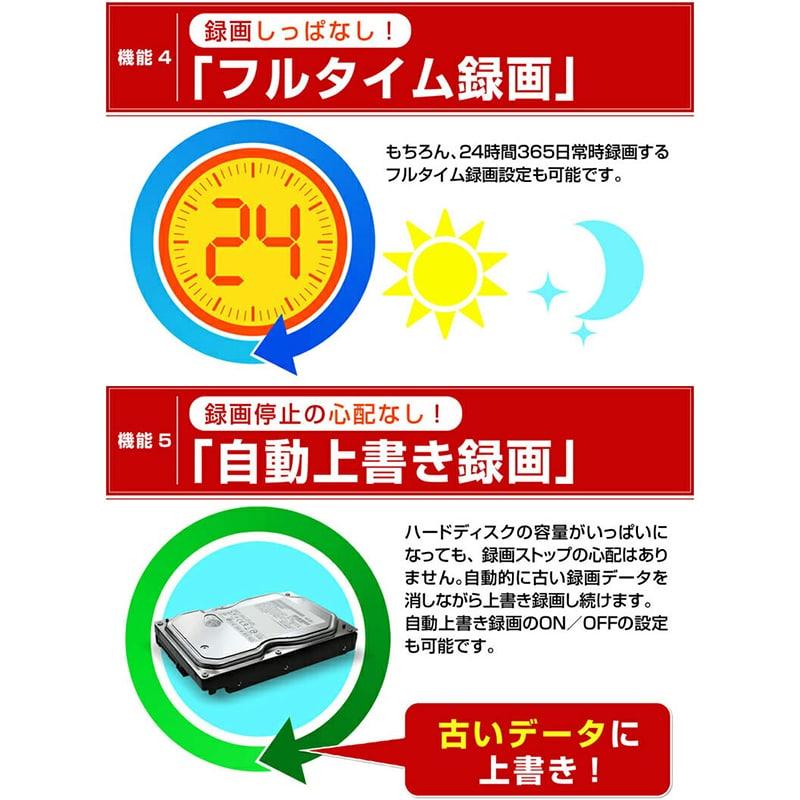 防犯カメラ 録画機 レコーダー 8台 8チャンネル 録画 AHD 1080P 監視カメラ_9