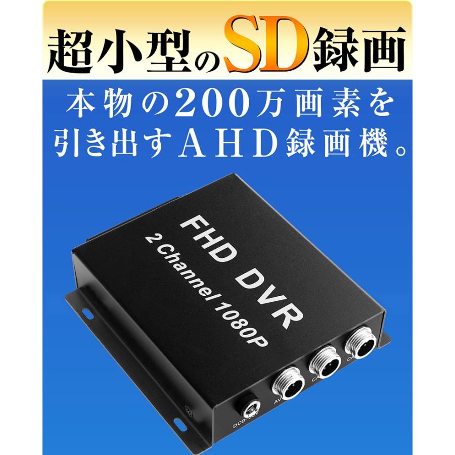 2チャンネル 録画機 SDカード録画 wifi無し SDカード 録画 AHD 1080P