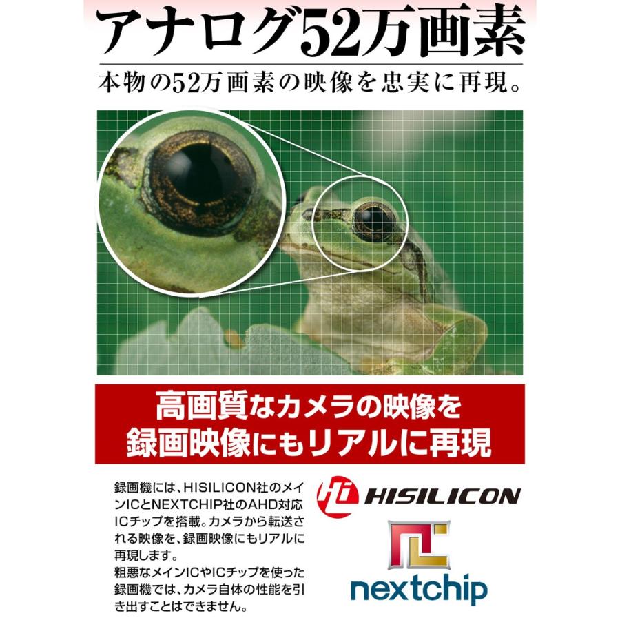 防犯カメラ アナログ 信号 監視カメラ 52万画素 有線 屋外 屋内 録画 スマホ 4台 セット_11