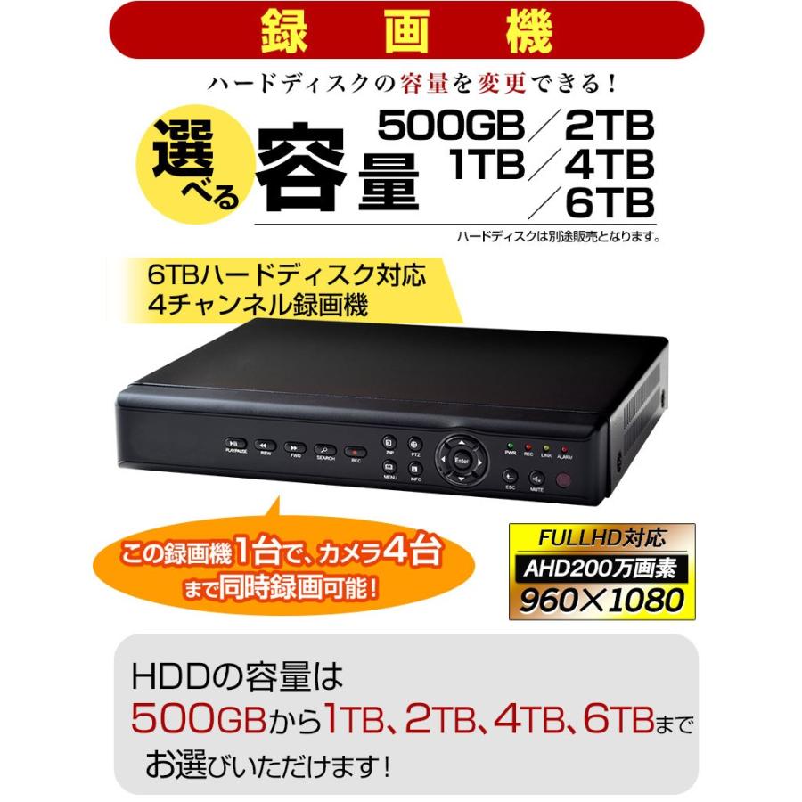 防犯カメラ アナログ 信号 監視カメラ 52万画素 有線 屋外 屋内 録画 スマホ 4台 セット_7