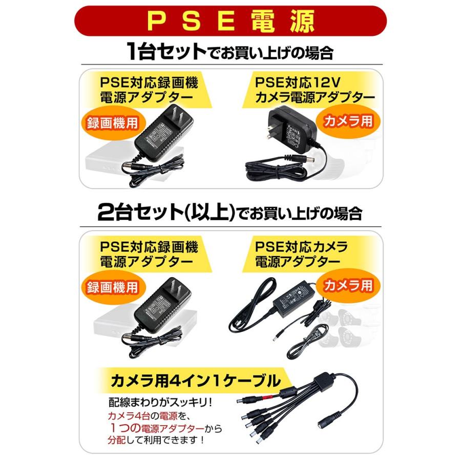 防犯カメラ アナログ 信号 監視カメラ 52万画素 有線 屋外 屋内 録画 スマホ 4台 セット_8