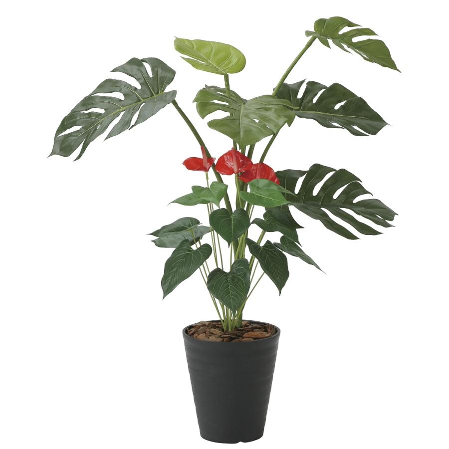 造花 観葉植物 価格は安く モンステラ アンスリューム 95cm インテリア ファッション 48 グリーン 光触媒 空気清浄