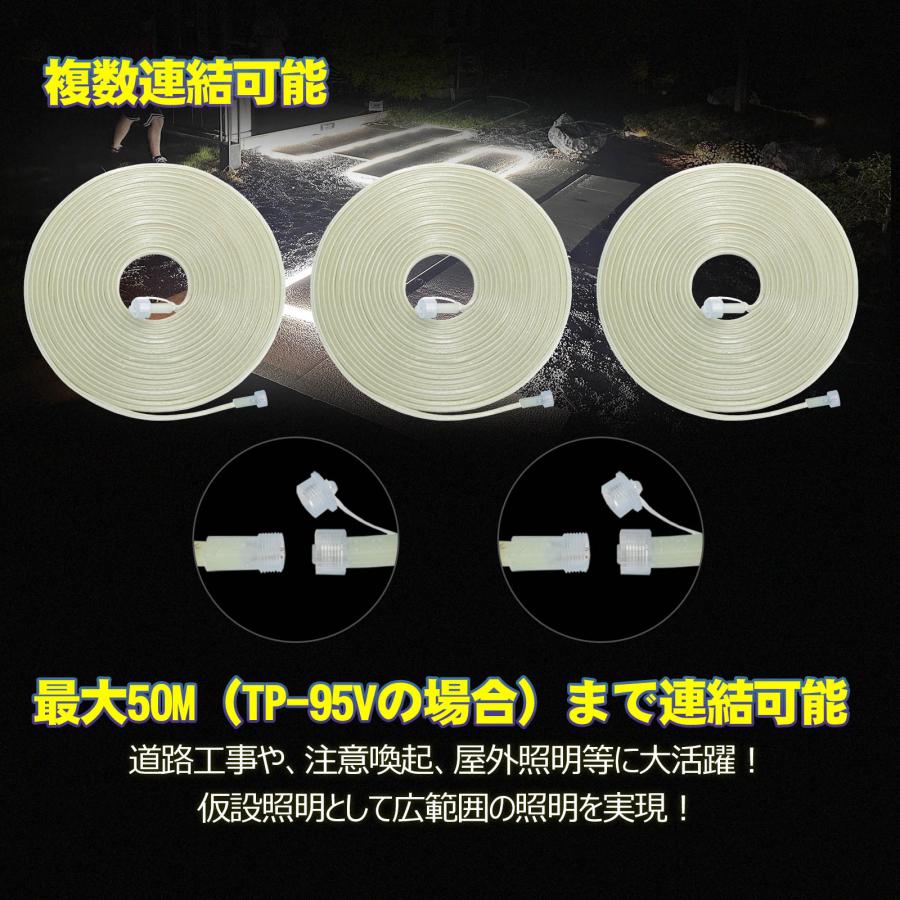 30m LEDロープライト 片面発光 180W 13500LM 100V 電源コード 防水 IP65 耐衝撃 IK10 業務用 チューブライト 現場工事 作業ライト 投光器 道路工事 CB-2S15M-95V | GOODGOODS | 03