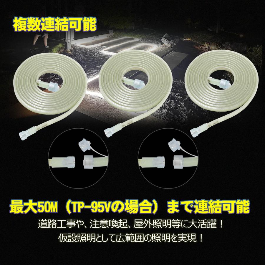 10m LEDロープライト 片面発光 60W 4500LM 100V 電源コード 防水 IP65 耐衝撃 IK10 チューブライト 業務用 投光器 ガレージ 夜間作業 道路工事 CB-2S5M-90V | GOODGOODS | 03